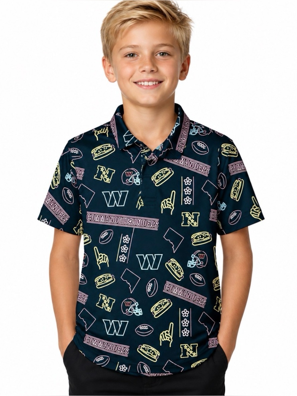 Chubbies NFL Washington Commanders Performance Polo Youth Medium 10/12 NWT